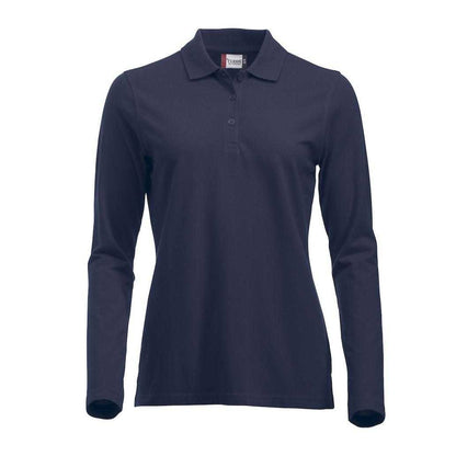 Dark Navy - Front - Clique Womens-Ladies Classic Marion Long-Sleeved Polo Shirt