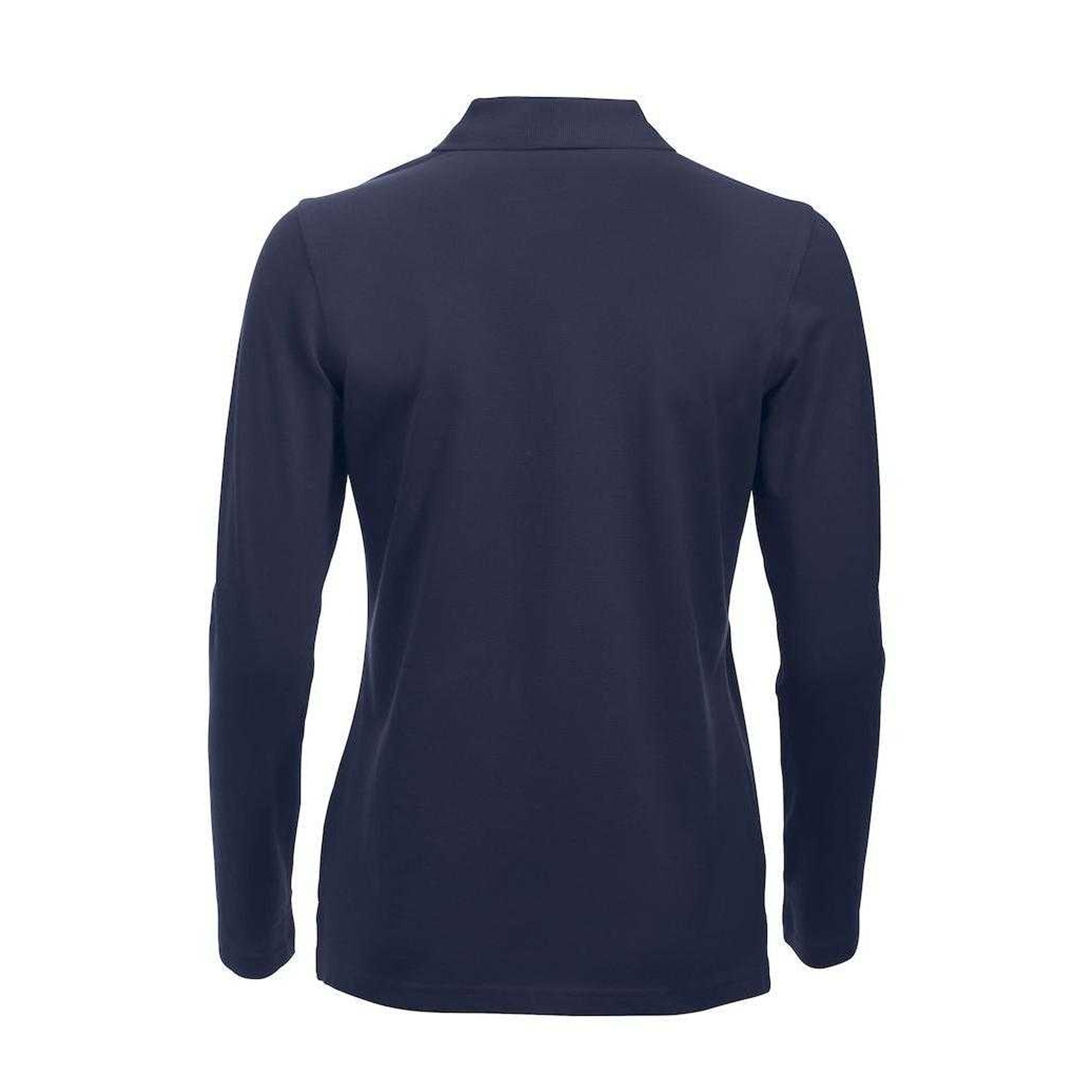 Dark Navy - Back - Clique Womens-Ladies Classic Marion Long-Sleeved Polo Shirt