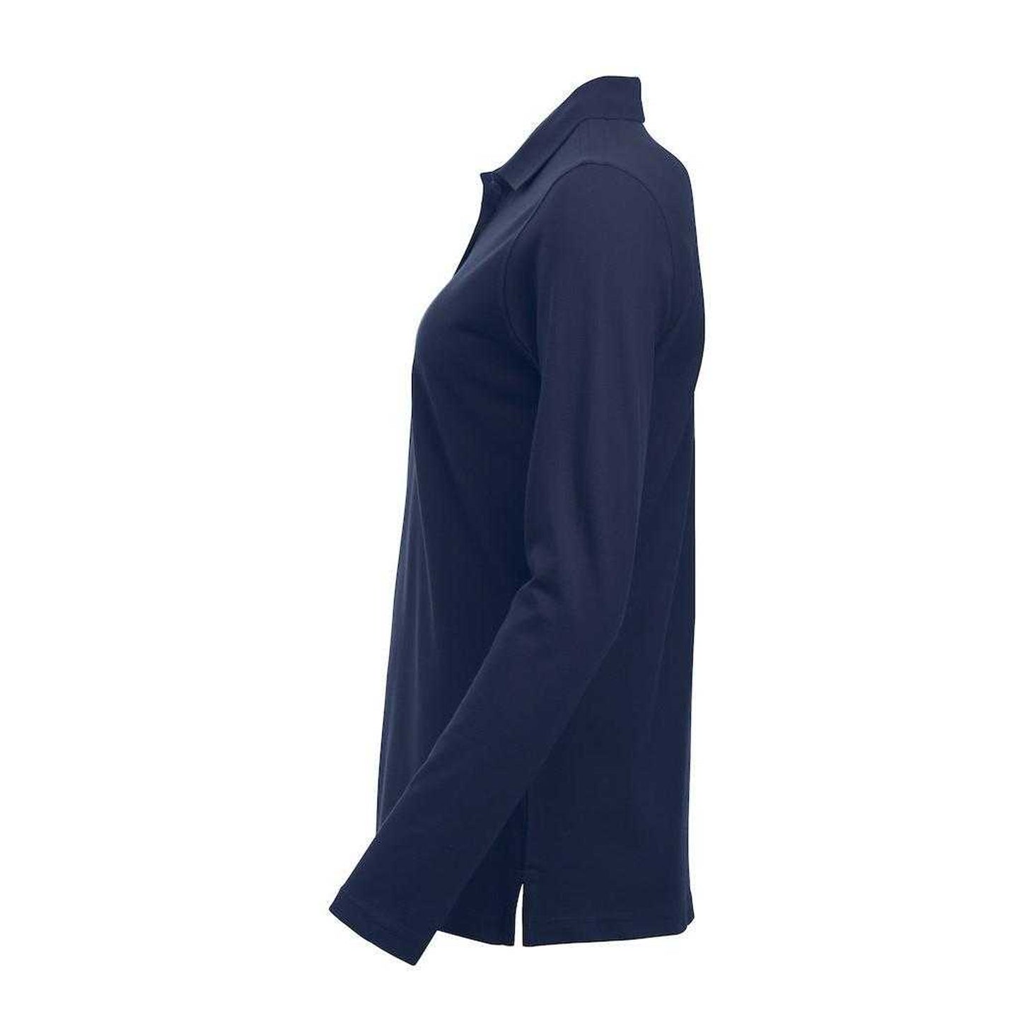 Dark Navy - Side - Clique Womens-Ladies Classic Marion Long-Sleeved Polo Shirt
