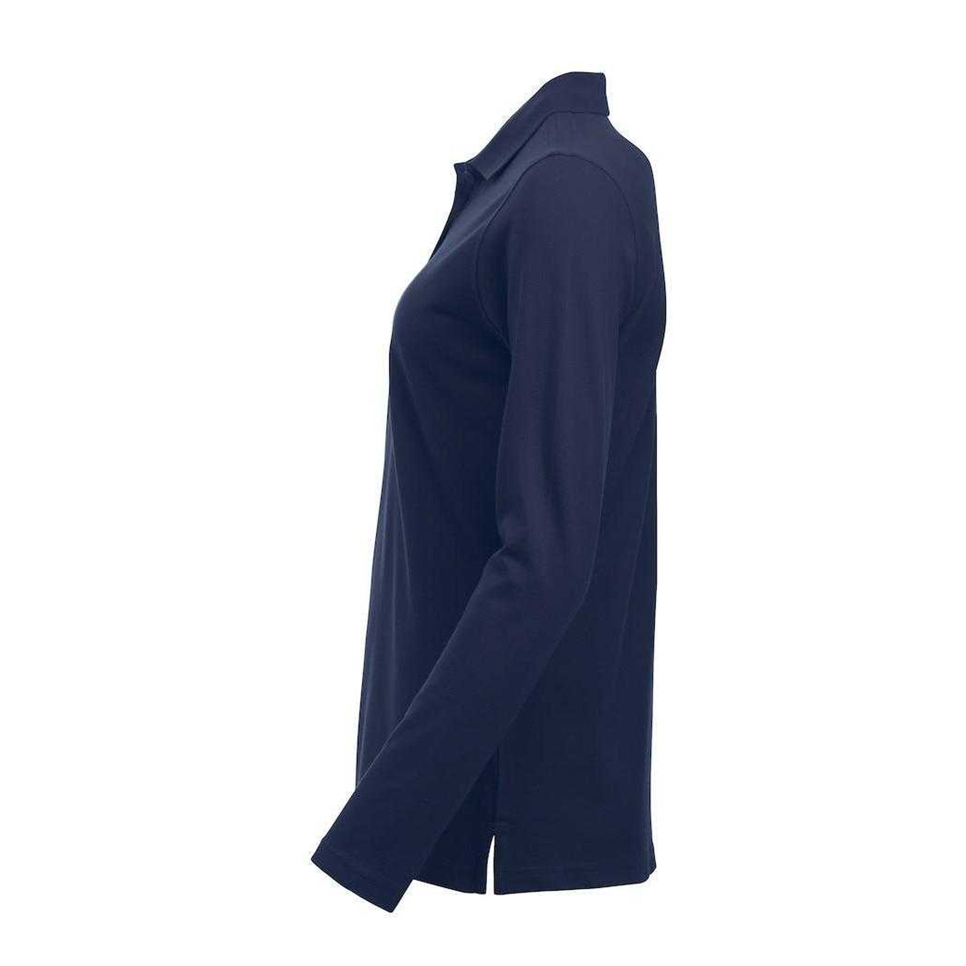 Dark Navy - Side - Clique Womens-Ladies Classic Marion Long-Sleeved Polo Shirt