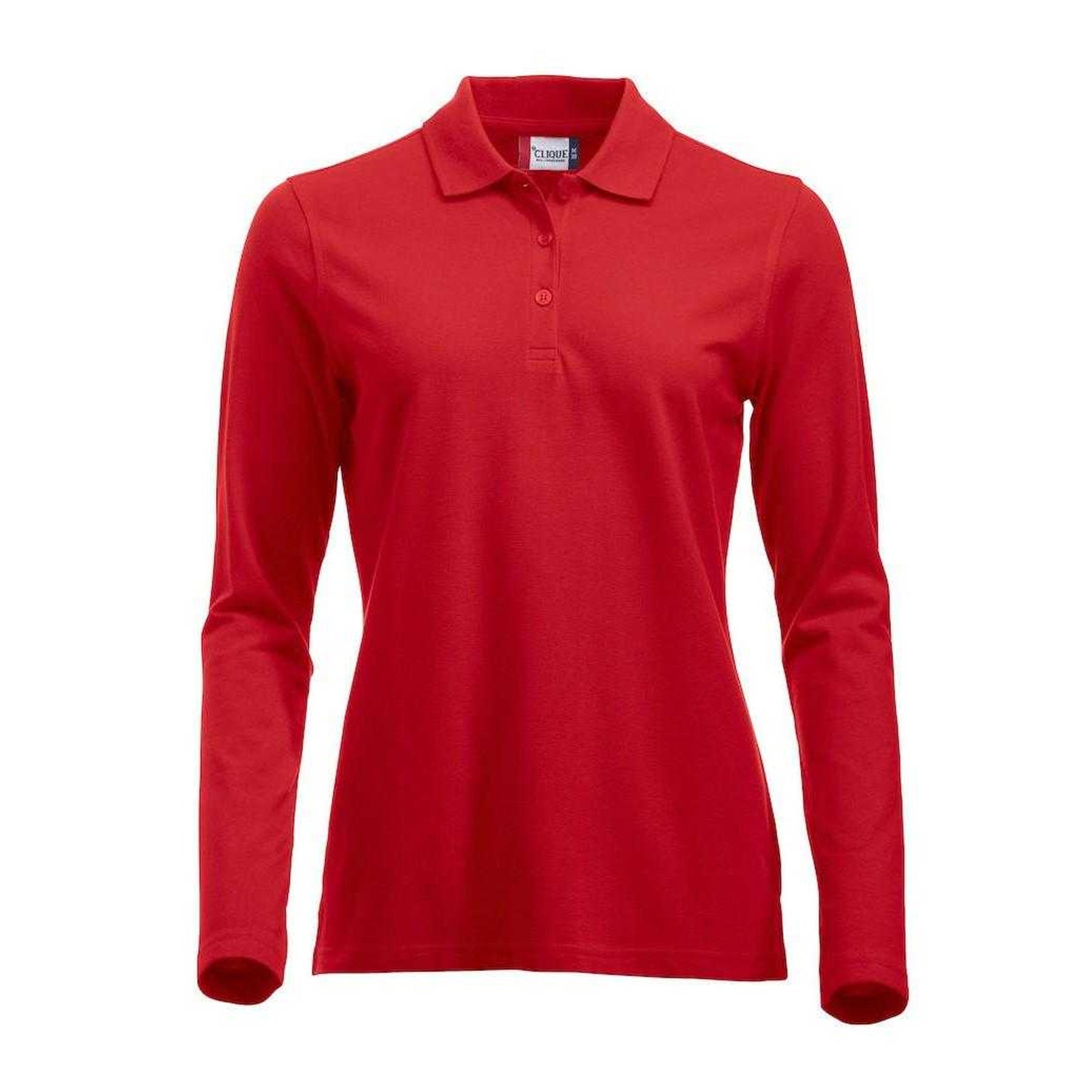 Red - Front - Clique Womens-Ladies Classic Marion Long-Sleeved Polo Shirt