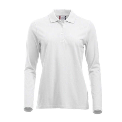 White - Front - Clique Womens-Ladies Classic Marion Long-Sleeved Polo Shirt