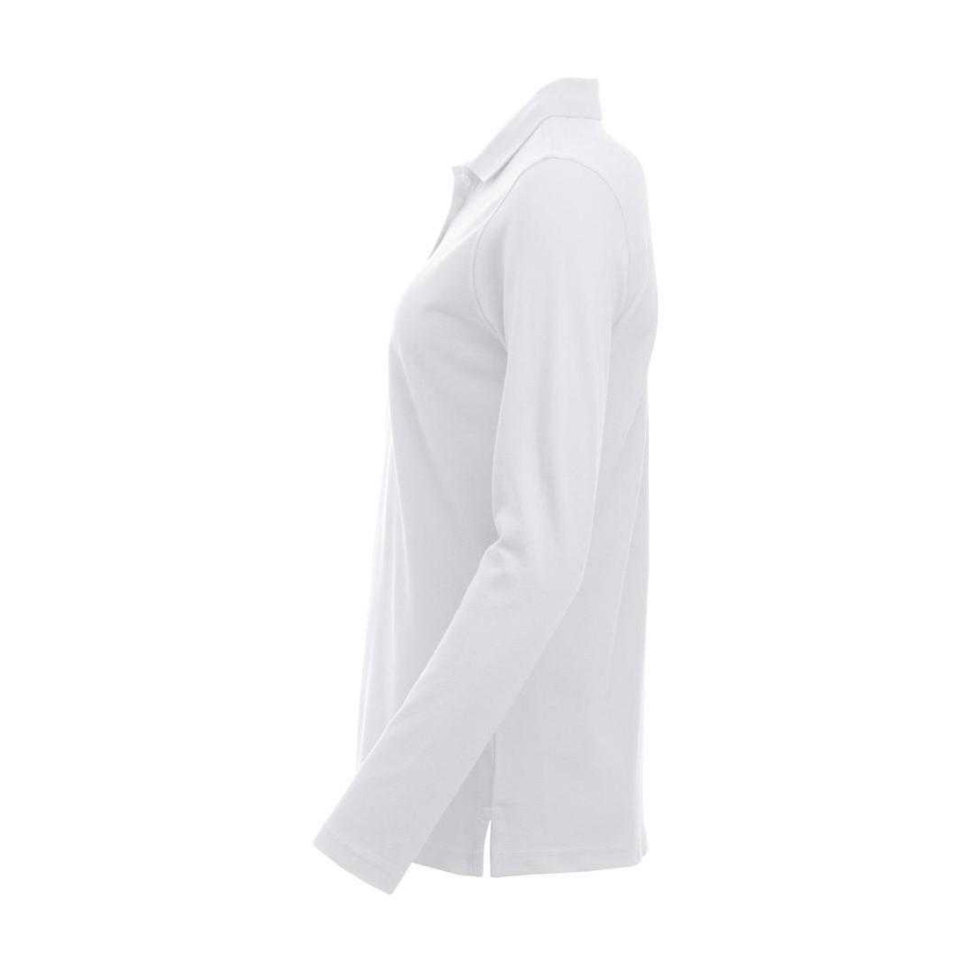 White - Side - Clique Womens-Ladies Classic Marion Long-Sleeved Polo Shirt