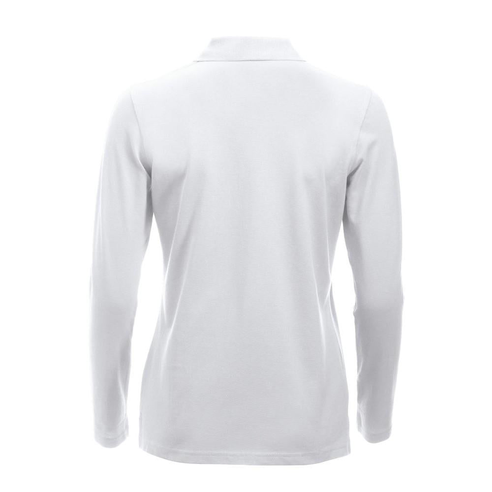White - Lifestyle - Clique Womens-Ladies Classic Marion Long-Sleeved Polo Shirt