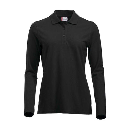 Black - Front - Clique Womens-Ladies Classic Marion Long-Sleeved Polo Shirt