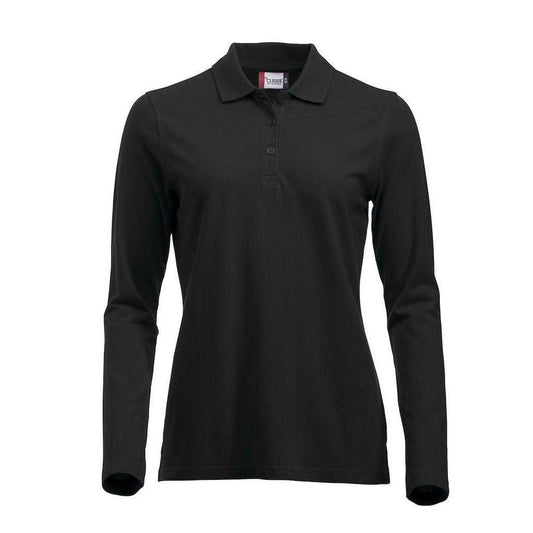 Black - Front - Clique Womens-Ladies Classic Marion Long-Sleeved Polo Shirt