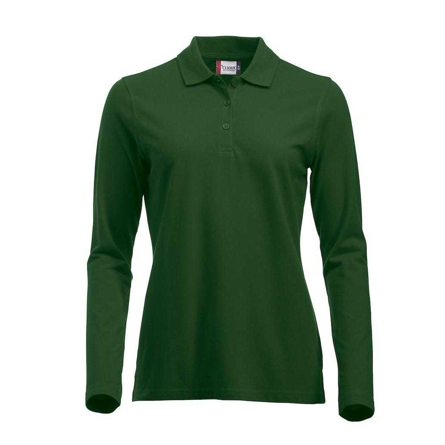 Bottle Green - Front - Clique Womens-Ladies Classic Marion Long-Sleeved Polo Shirt