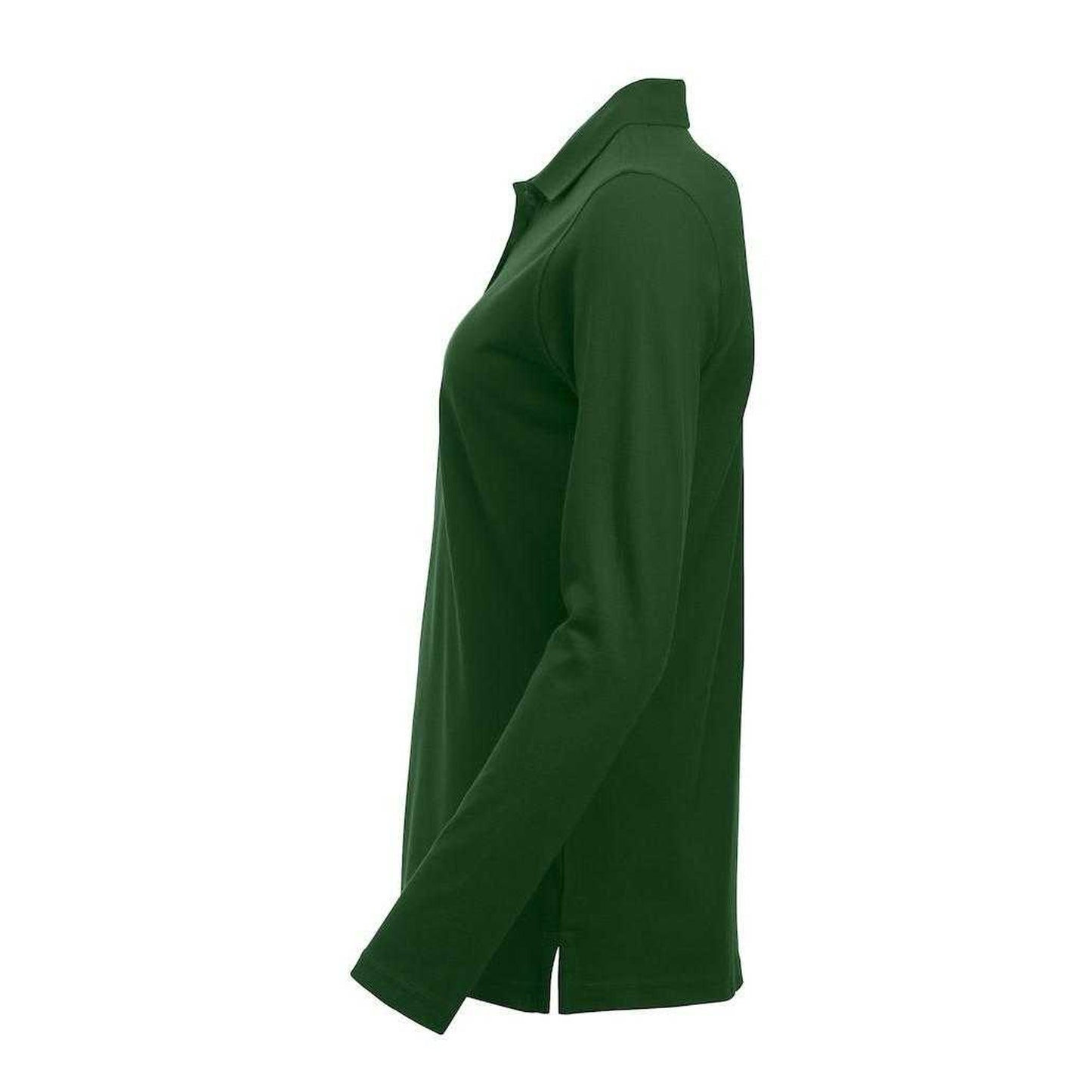 Bottle Green - Side - Clique Womens-Ladies Classic Marion Long-Sleeved Polo Shirt
