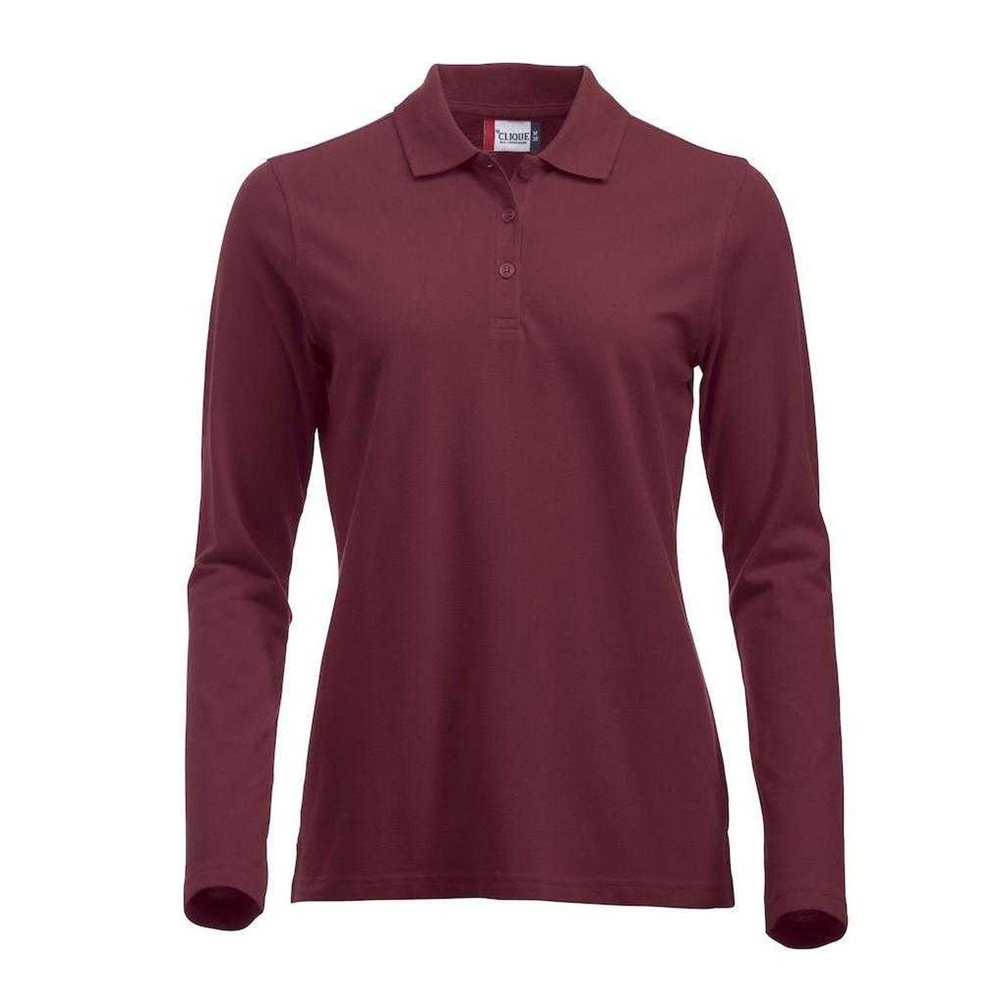 Burgundy - Front - Clique Womens-Ladies Classic Marion Long-Sleeved Polo Shirt