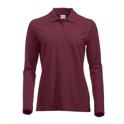 Burgundy - Front - Clique Womens-Ladies Classic Marion Long-Sleeved Polo Shirt