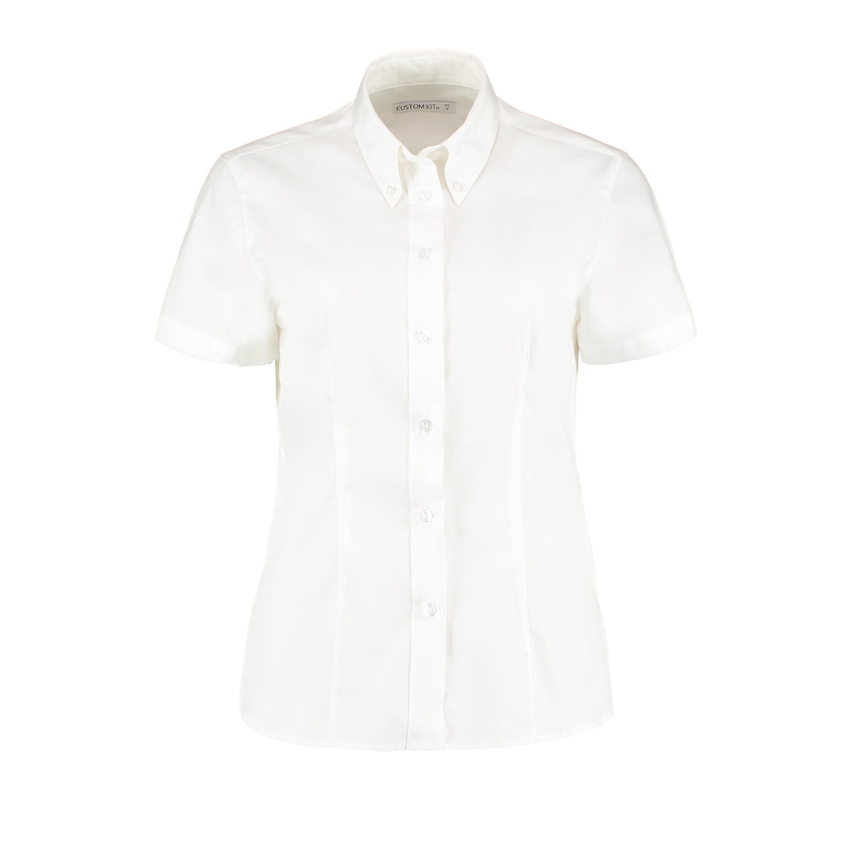 White - Front - Kustom Kit Ladies Corporate Oxford Short Sleeve Shirt