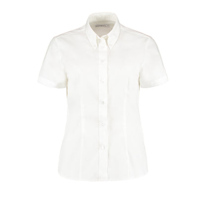White - Front - Kustom Kit Ladies Corporate Oxford Short Sleeve Shirt