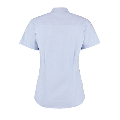 Light Blue - Back - Kustom Kit Ladies Corporate Oxford Short Sleeve Shirt