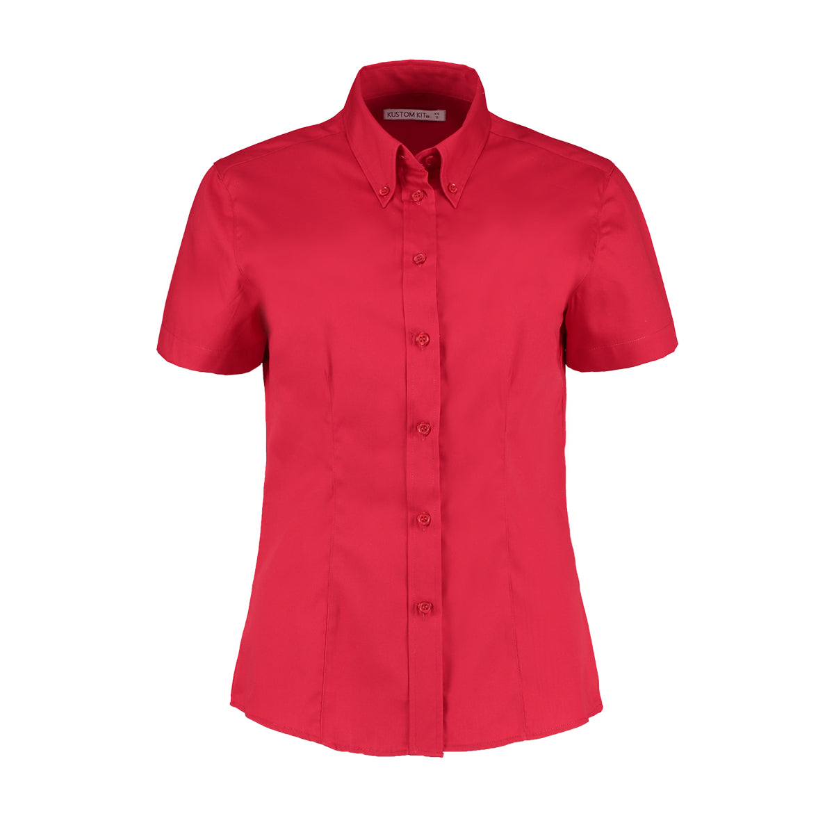 Red - Front - Kustom Kit Ladies Corporate Oxford Short Sleeve Shirt