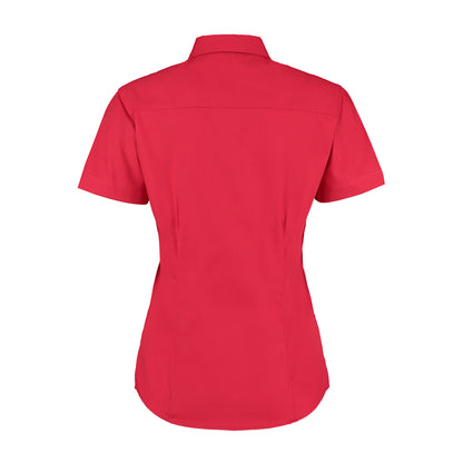 Red - Back - Kustom Kit Ladies Corporate Oxford Short Sleeve Shirt