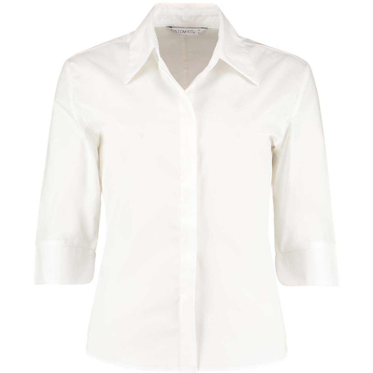 White - Front - Kustom Kit Ladies Continental 3-4 Length Sleeve Blouse