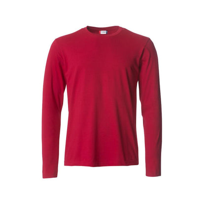 Red - Front - Clique Mens Melange Long-Sleeved T-Shirt