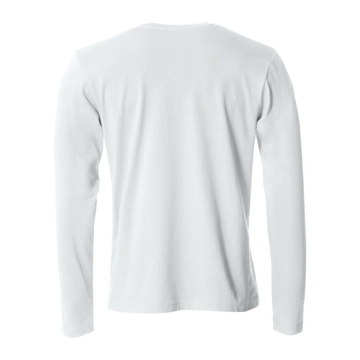 White - Back - Clique Mens Melange Long-Sleeved T-Shirt