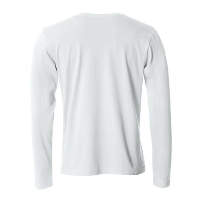 White - Back - Clique Mens Melange Long-Sleeved T-Shirt
