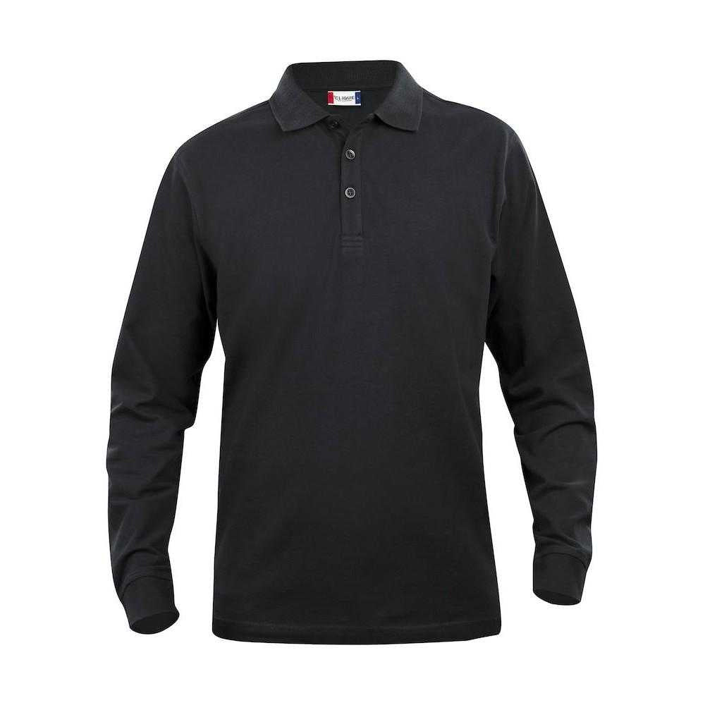 Black - Front - Clique Mens Classic Lincoln Long-Sleeved Polo Shirt