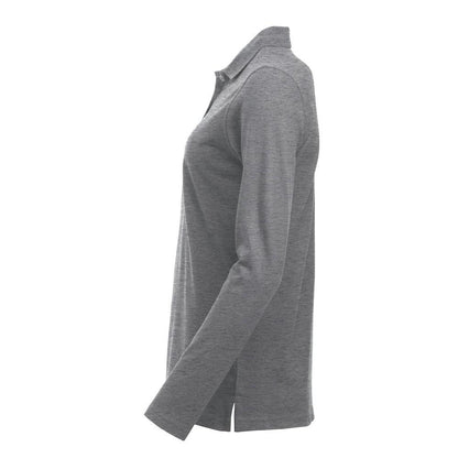 Grey Melange - Side - Clique Womens-Ladies Classic Marion Melange Long-Sleeved Polo Shirt