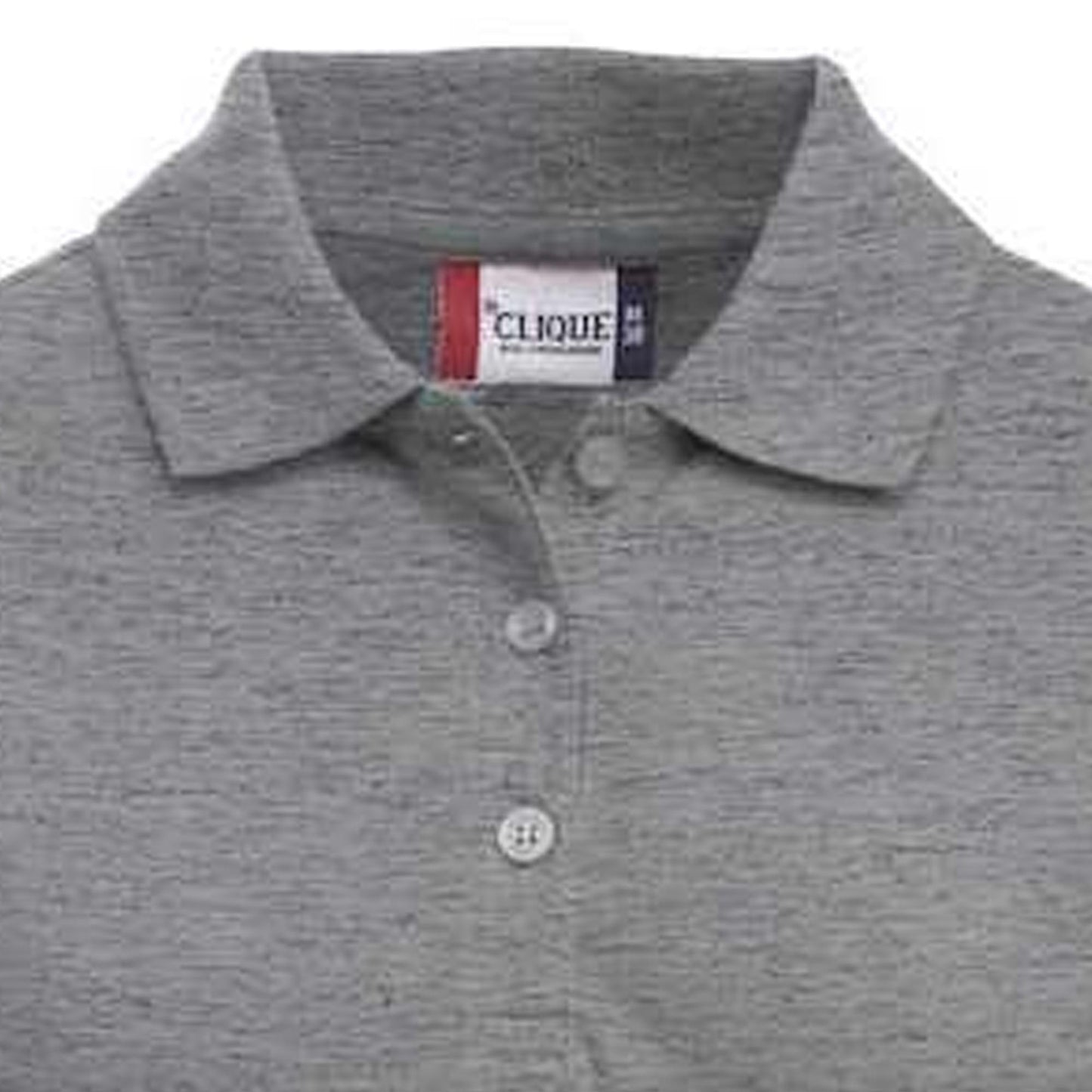 Grey Melange - Pack Shot - Clique Womens-Ladies Classic Marion Melange Long-Sleeved Polo Shirt