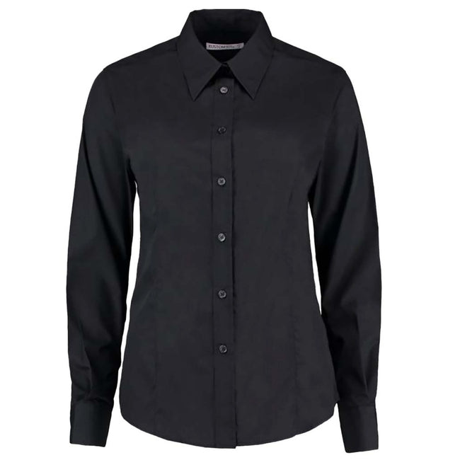 Black - Front - Kustom Kit Ladies Long Sleeve Workforce Shirt