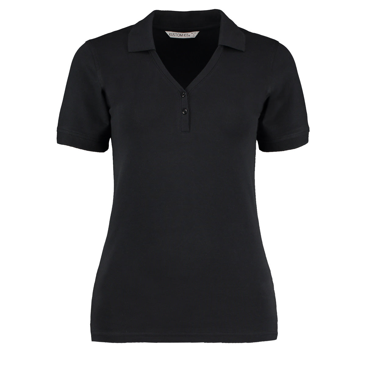 Black - Front - Kustom Kit Ladies Sophia Comfortec® V-Neck Short Sleeve Polo Shirt