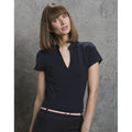 Black - Lifestyle - Kustom Kit Ladies Corporate Short Sleeve V-Neck Mandarin Collar Top
