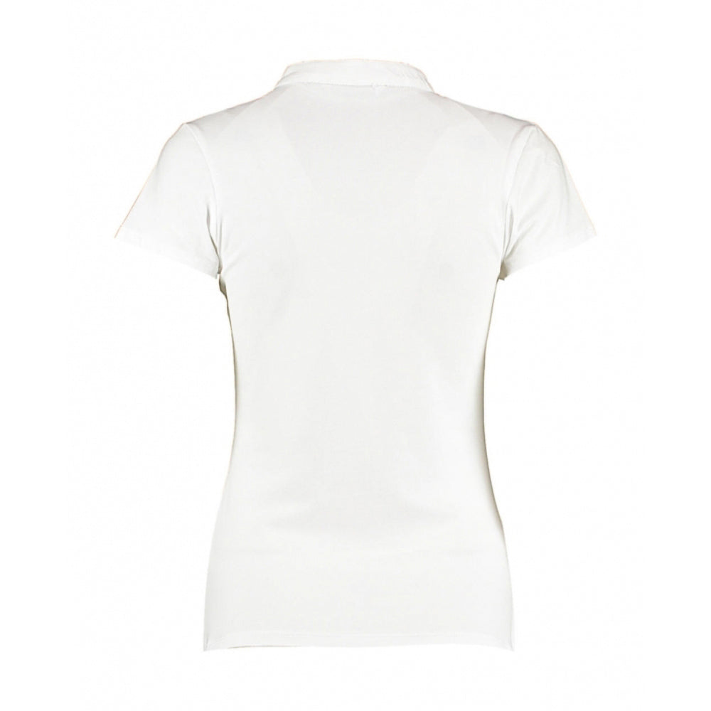 White - Back - Kustom Kit Ladies Corporate Short Sleeve V-Neck Mandarin Collar Top