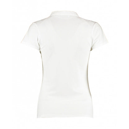 White - Back - Kustom Kit Ladies Corporate Short Sleeve V-Neck Mandarin Collar Top