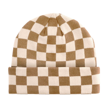 Biscuit-Almond - Back - Beechfield Unisex Adult Checkerboard Beanie