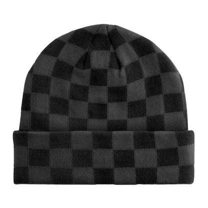 Black-Charcoal - Back - Beechfield Unisex Adult Checkerboard Beanie