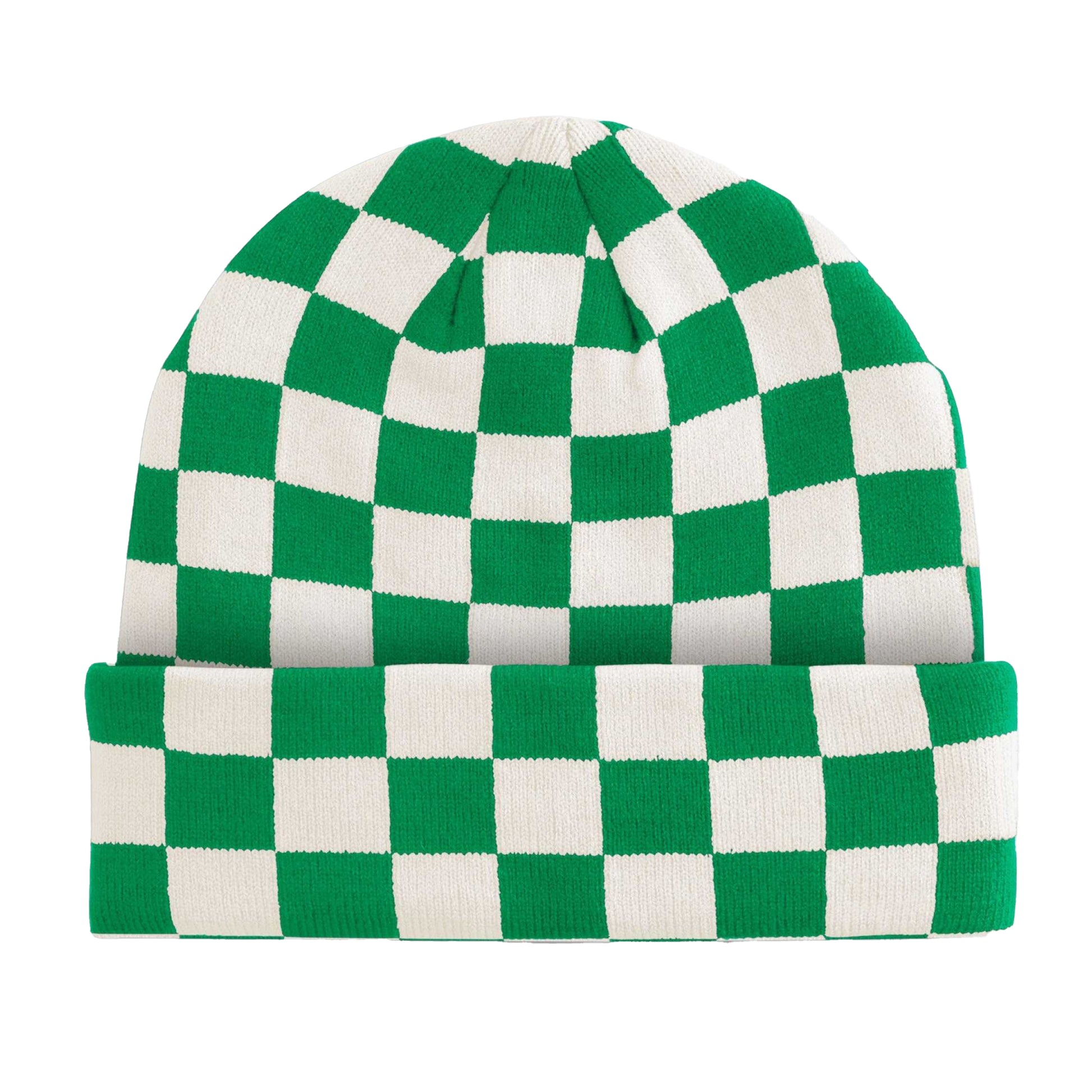 Kelly Green-Off White - Back - Beechfield Unisex Adult Checkerboard Beanie