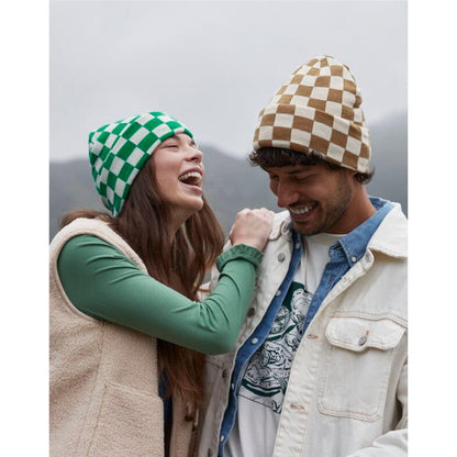 Classic Red-True Pink - Front - Beechfield Unisex Adult Checkerboard Beanie