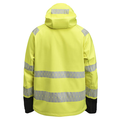 Yellow-Black - Back - Jobman Mens Hi-Vis Soft Shell Jacket