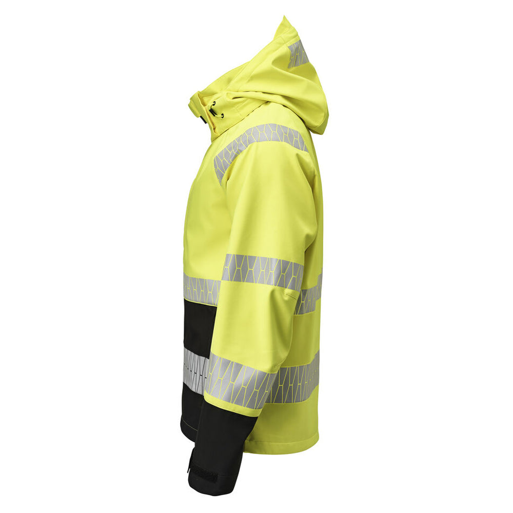 Yellow-Black - Side - Jobman Mens Hi-Vis Soft Shell Jacket