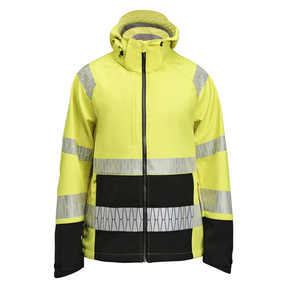 Yellow-Black - Front - Jobman Mens Hi-Vis Soft Shell Jacket