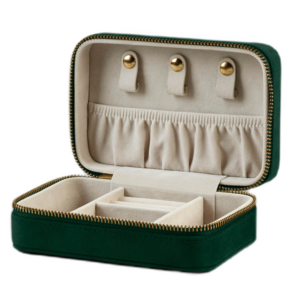 Dark Emerald - Back - Bagbase Velvet Travel Jewellery Box
