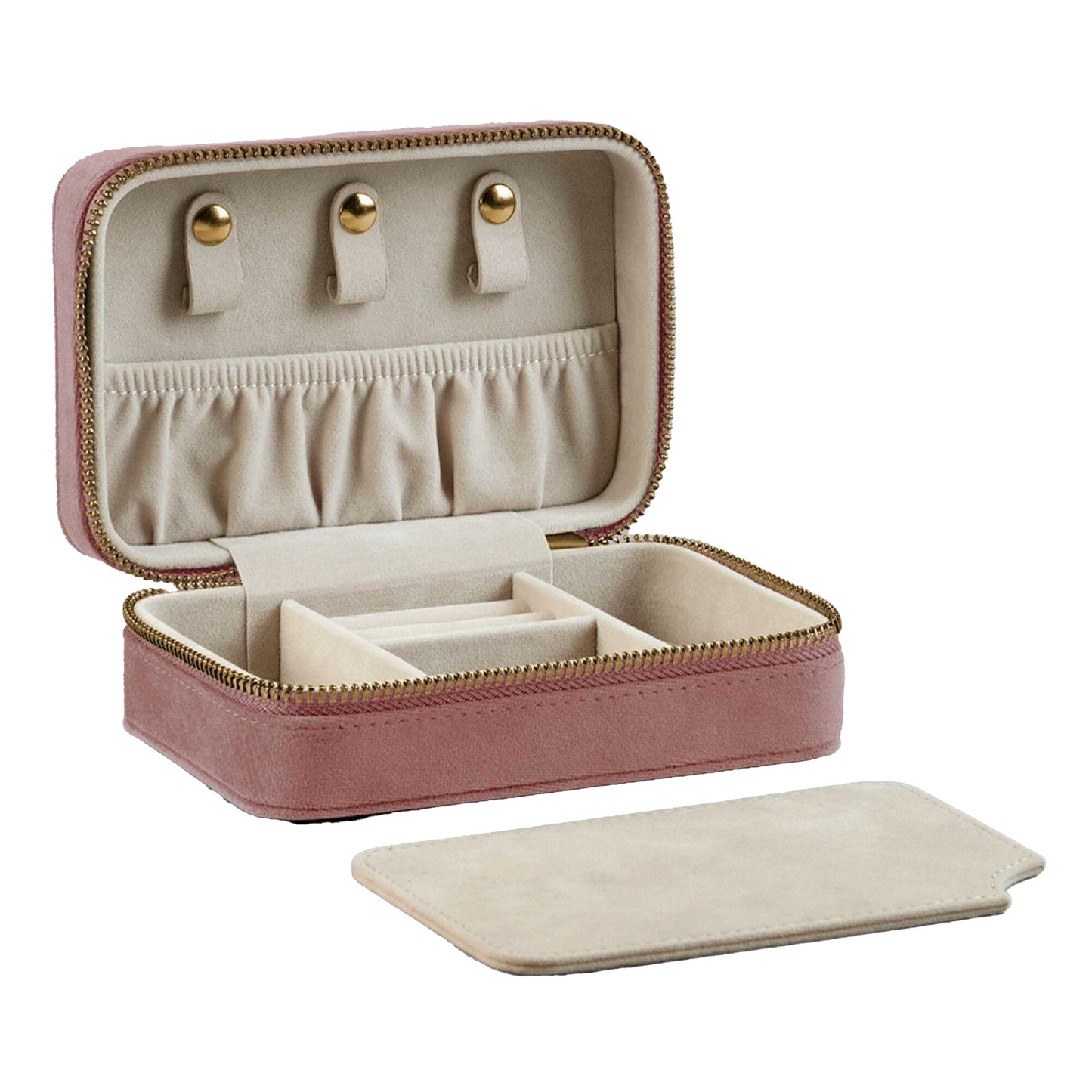 Rose Quartz - Front - Bagbase Velvet Travel Jewellery Box