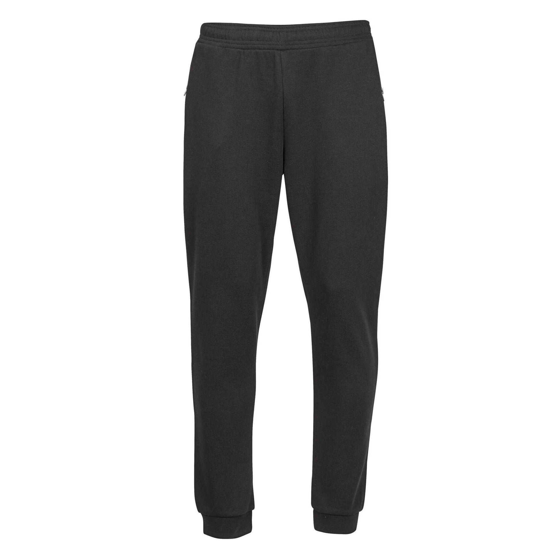 Black - Front - Tee Jays Unisex Adult Ribbed Interlock Jogging Bottoms