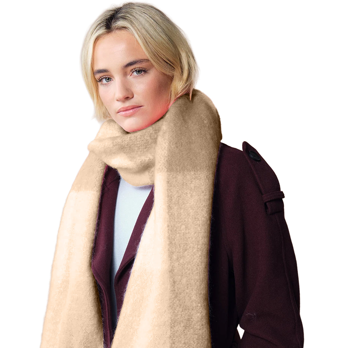 Brown - Back - Beechfield Unisex Adult Checked Fluffy Winter Scarf
