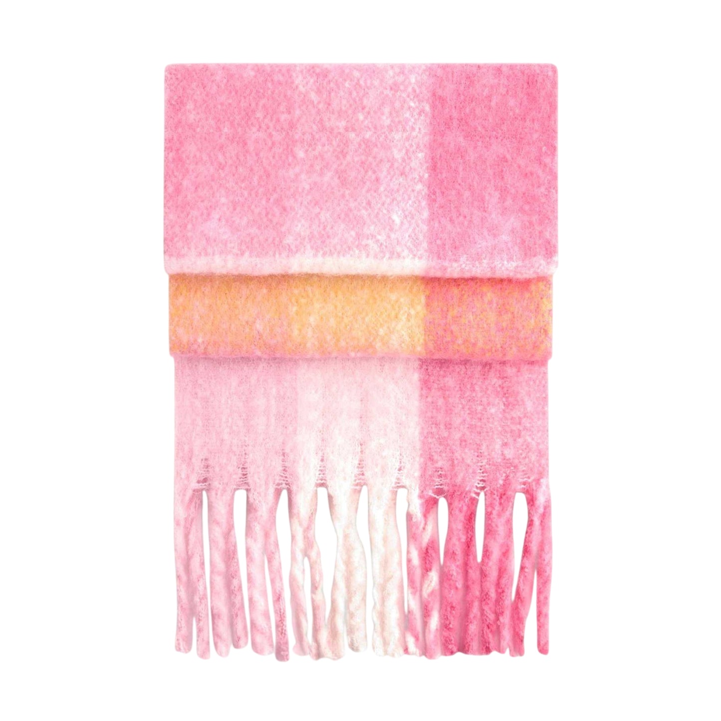 Pink - Front - Beechfield Unisex Adult Checked Fluffy Winter Scarf