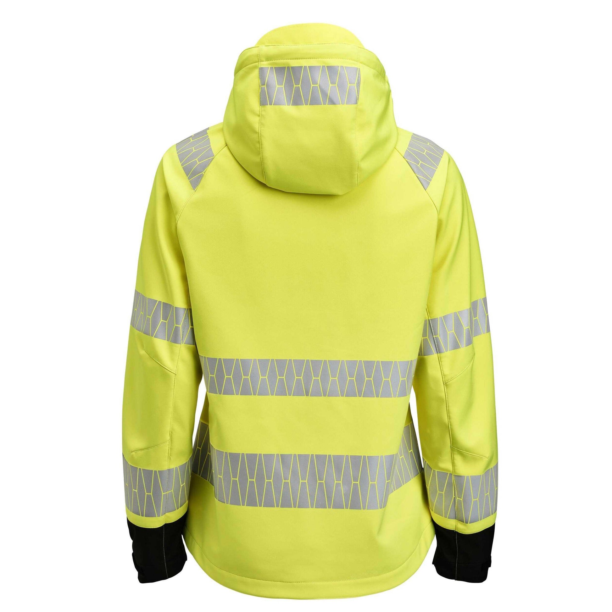 Yellow-Black - Back - Jobman Womens-Ladies High-Vis Soft Shell Jacket