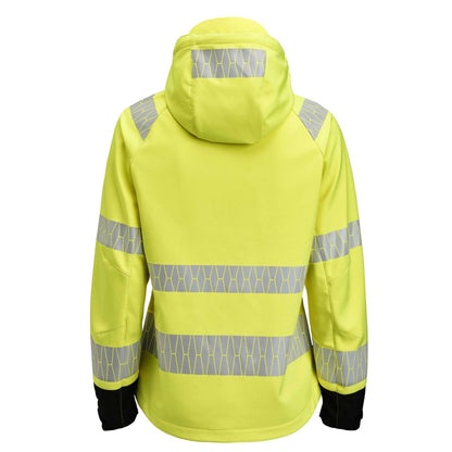 Yellow-Black - Back - Jobman Womens-Ladies High-Vis Soft Shell Jacket
