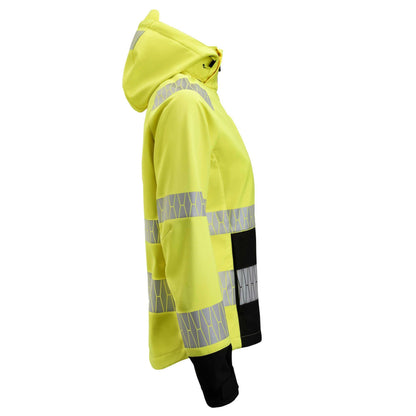 Yellow-Black - Side - Jobman Womens-Ladies High-Vis Soft Shell Jacket
