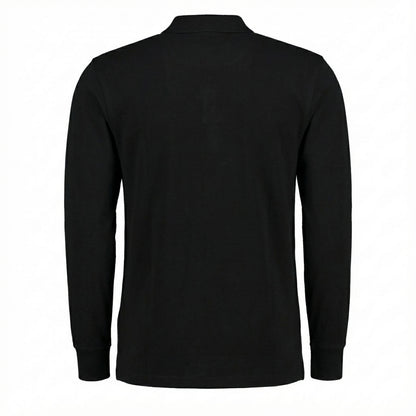 Black - Back - Kustom Kit Mens Pique Long-Sleeved Polo Shirt