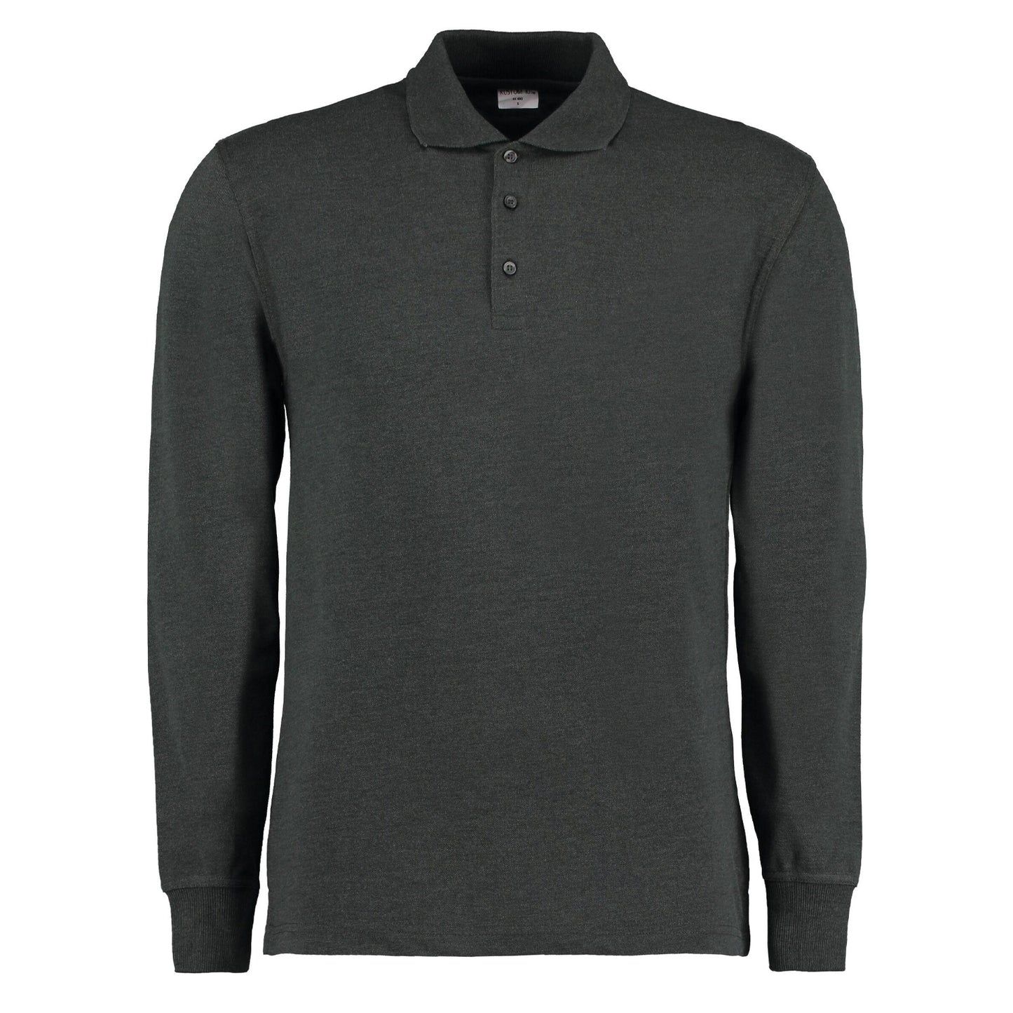 Graphite - Front - Kustom Kit Mens Pique Long-Sleeved Polo Shirt