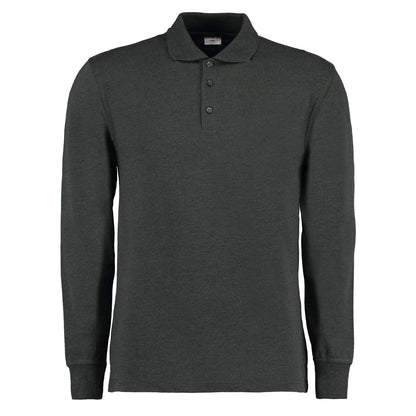 Graphite - Front - Kustom Kit Mens Pique Long-Sleeved Polo Shirt