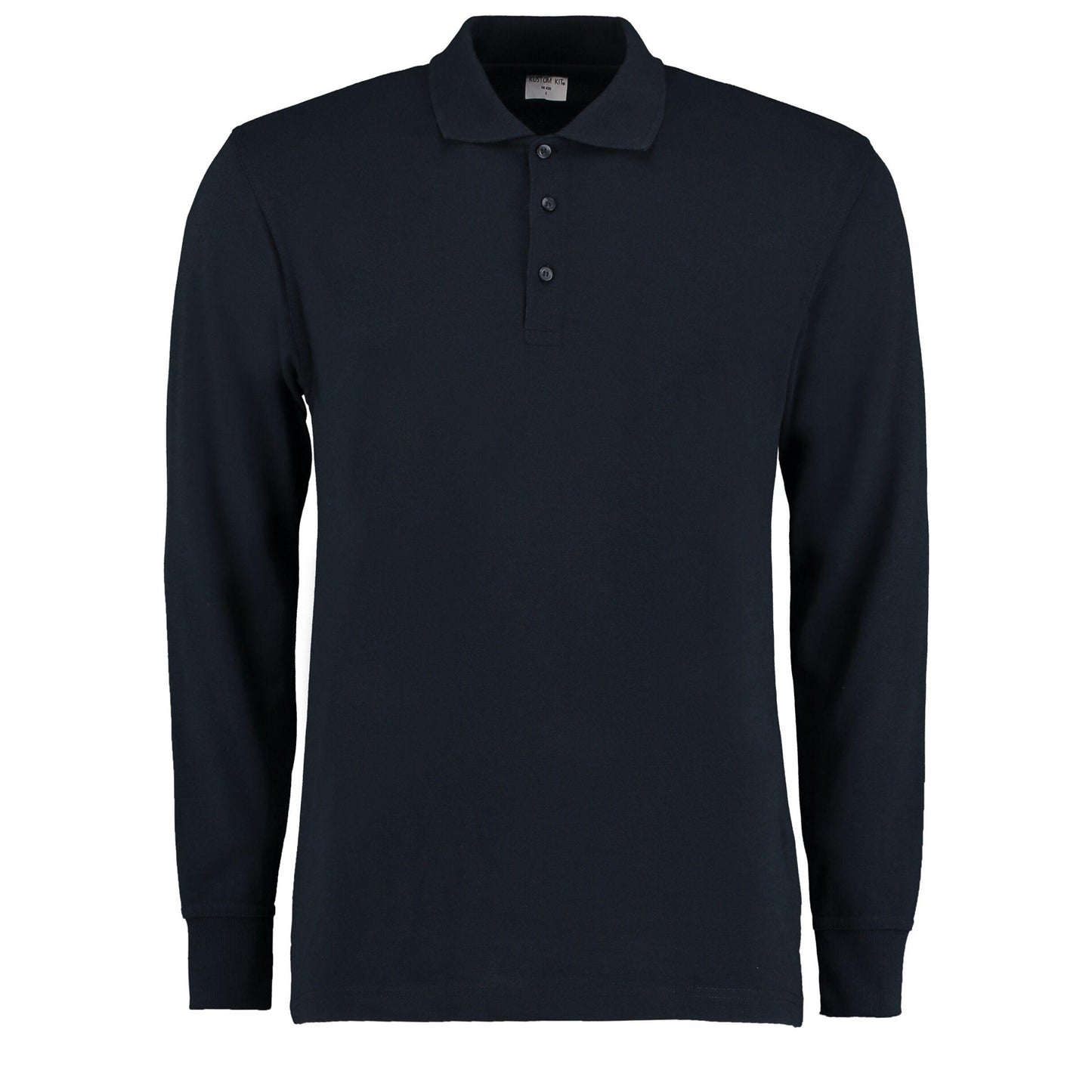 Navy - Front - Kustom Kit Mens Pique Long-Sleeved Polo Shirt
